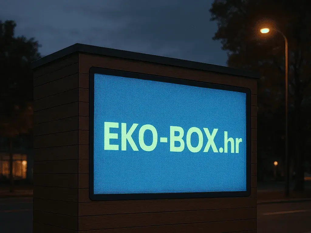 LED panel na kontejneru noću