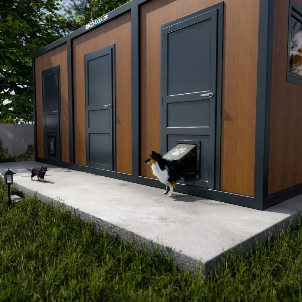 Kontejner za pse s drvenom oblogom
