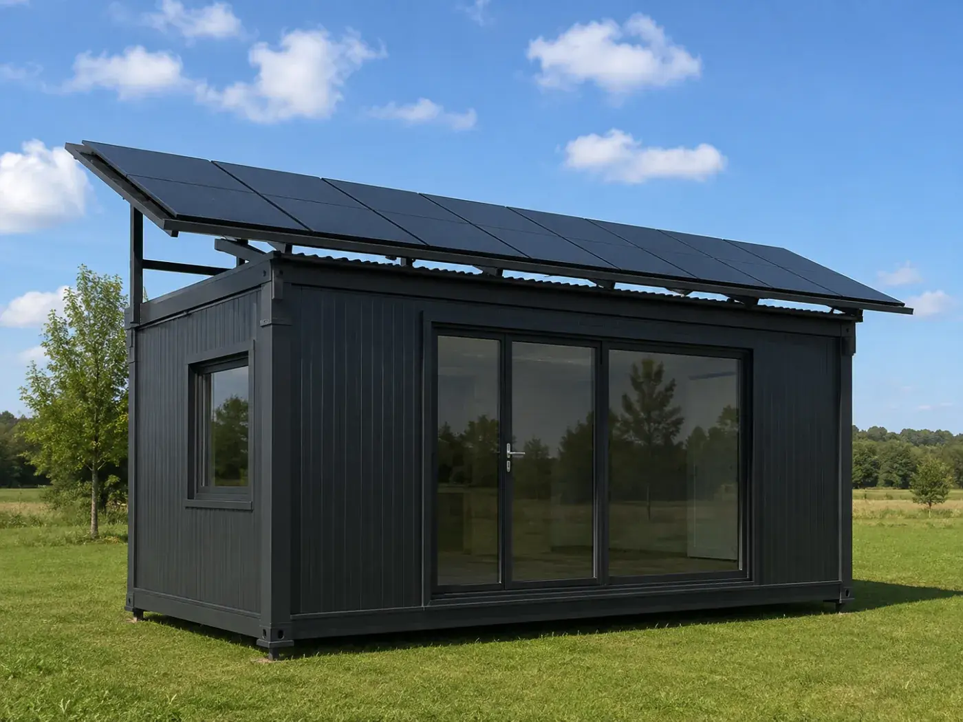 Kosi dodatni krov nad modulom sa solarnim panelima